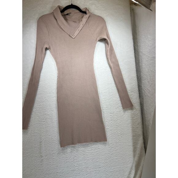 The Range Stark Jumbo Waffle Knit Thermal Turtleneck Long Sleeve Mini Dress - Picture 2 of 10